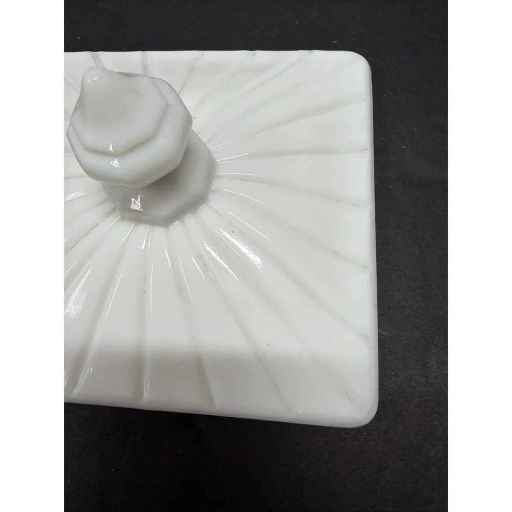 Vtg. LID ONLY- Milk Glass, Covered Candy Dish Lid (No Dish) Old Quilt, 1940's